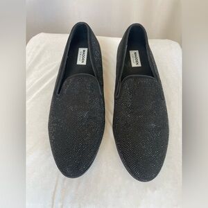 Mens Steve Madden black Caviarr rhinestone  Slip On Shoe loafer size 12 NWT